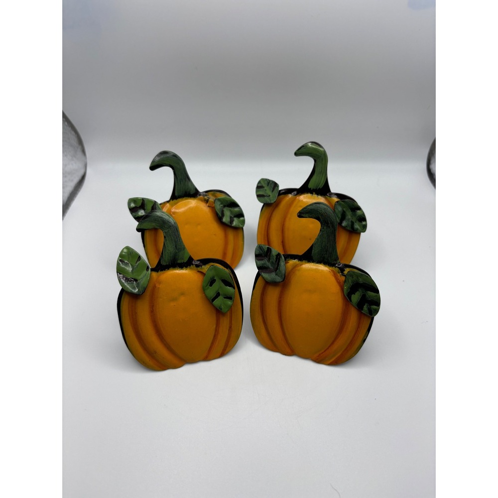 Set of 4 Autumn Pumpkin Napkin Rings Fall Harvest Table Decor